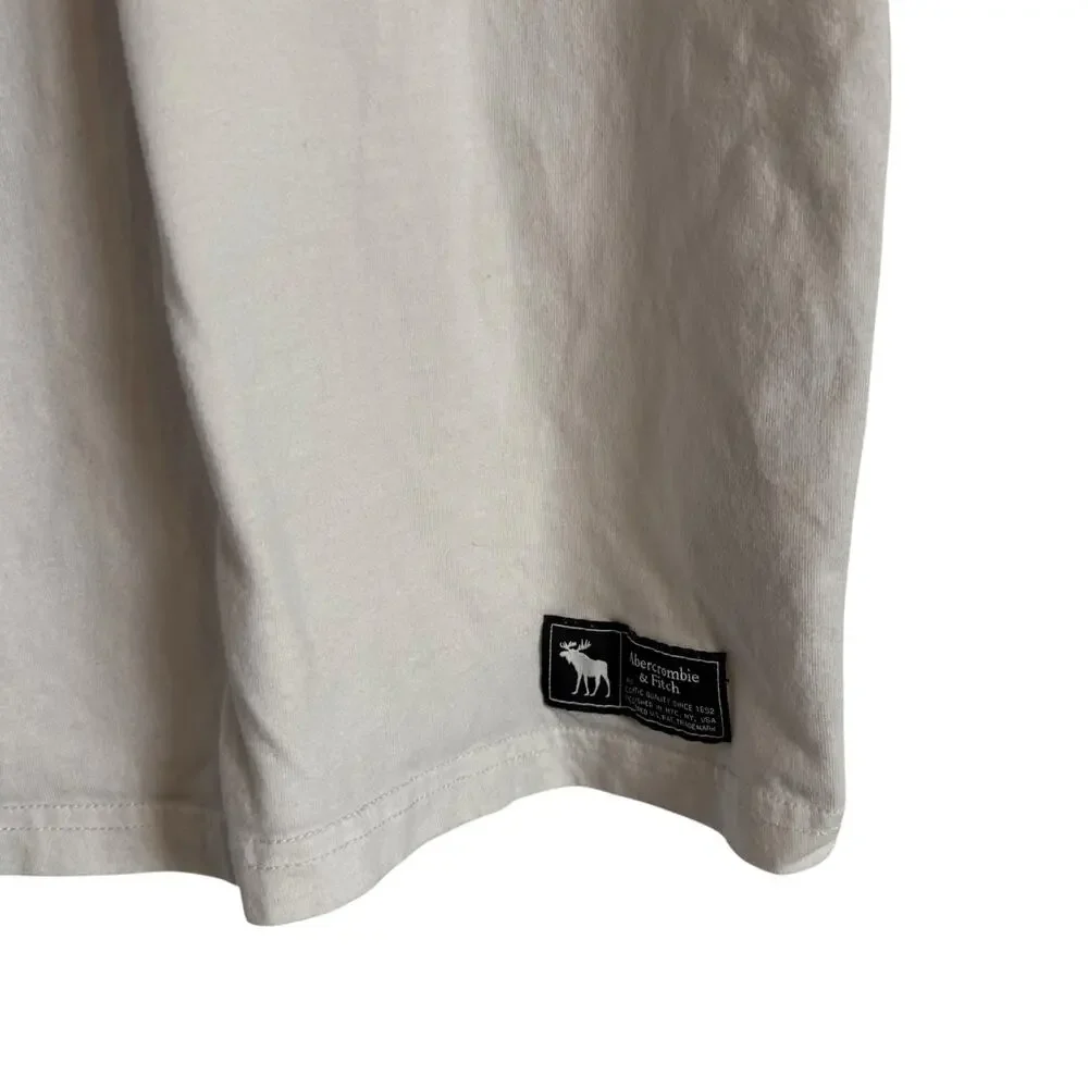 Abercrombie Kids Oversized Fit Unisex White Short Sleeve Crewneck Pocket Tee